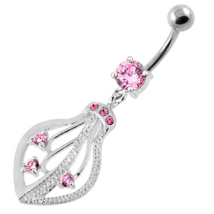 925 Sterling Silver Jeweled Squid Navel Belly Ring