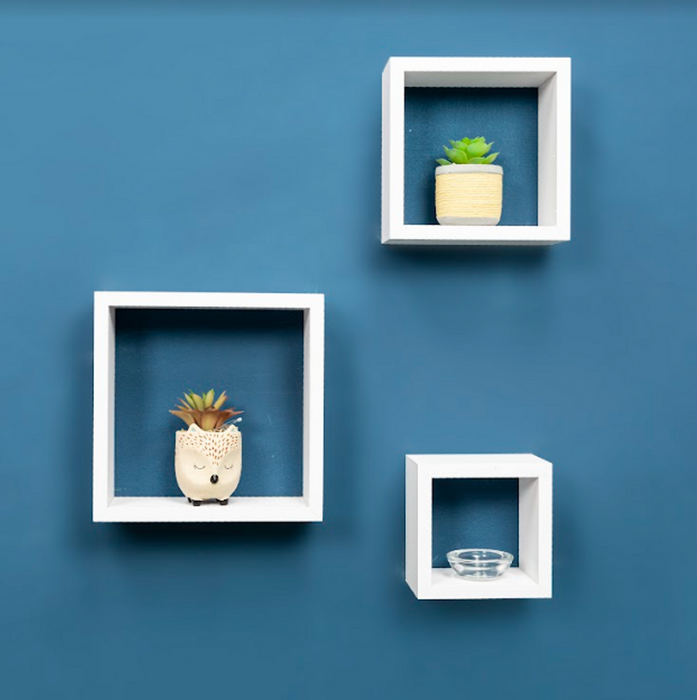 Stylish Set of 3 Cube White Floating Wall Shelf - Best Quality, Expert Craftsmanship