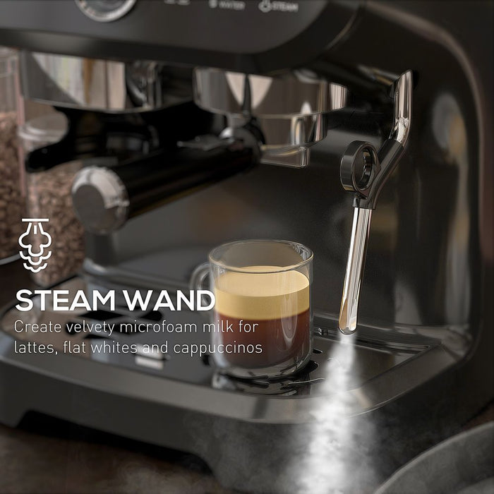 Premium Espresso Machine w/ Integrated Grinder & Steam Wand - 15 Bar Pressure - Professional Quality