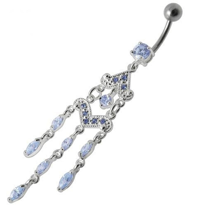 Fancy Silver Chandeliers Jeweled Dangling Navel Ring