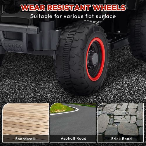 AIYAPLAY 6V Electric Quad Bike for Kids w/ Forward Backward, Black and Red