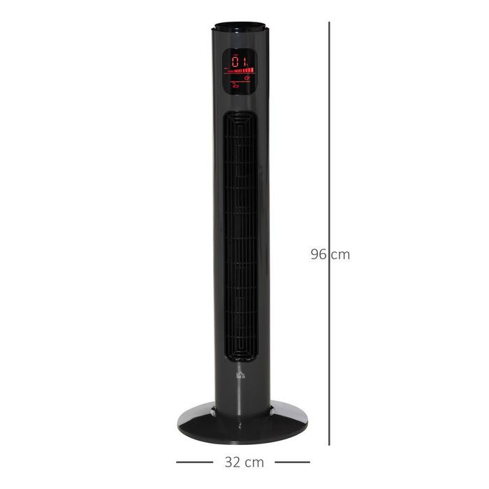 High-performance Tower Fan with 3 Speeds & Remote Control - Dark Grey