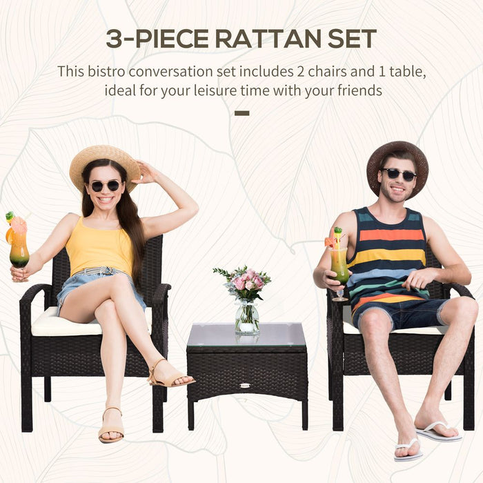 Premium Outdoor Rattan Bistro Set - Stylish 2 Seater Dining Table & Chair Combo