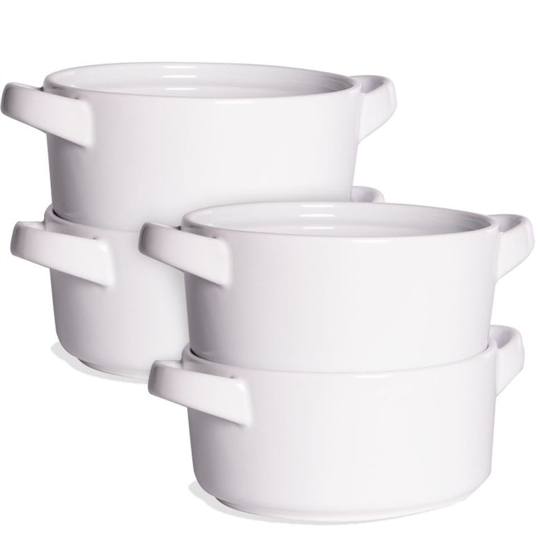 Soup Bowls with Handles - Set of 4 | High-Quality Ceramic | Dishwasher, Microwave, Freezer Safe