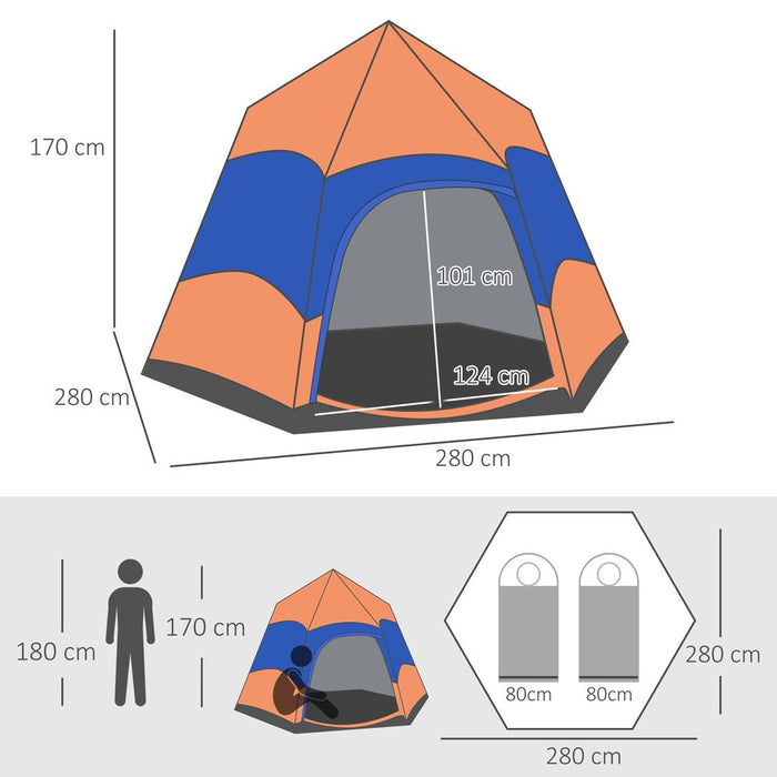 Premium 4 Person Pop Up Tent: Camping, Festival, Hiking - Family Shelter, Portable - Outsunny