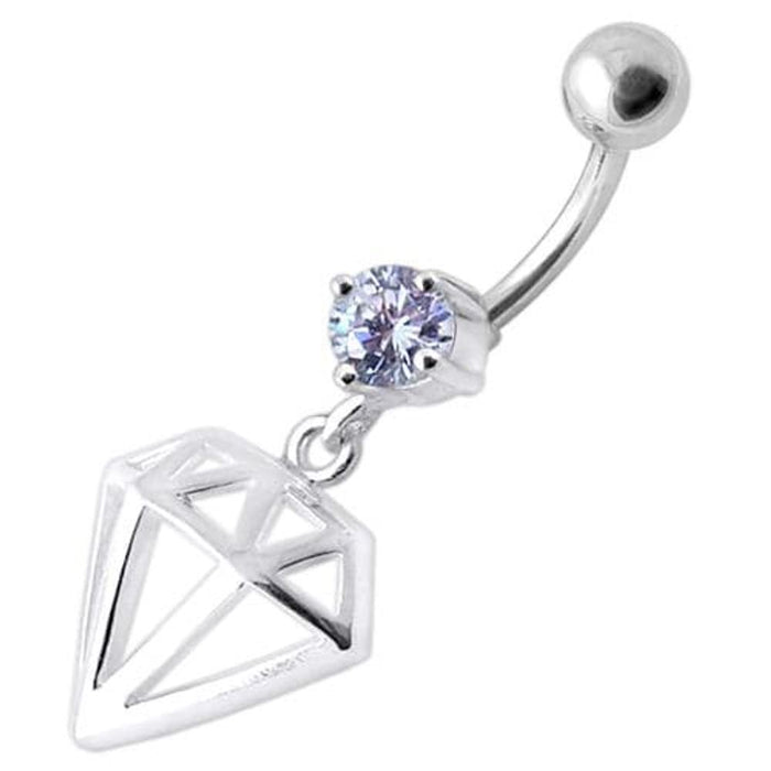 Fancy Jeweled Diamond Cut Dangling Navel Ring