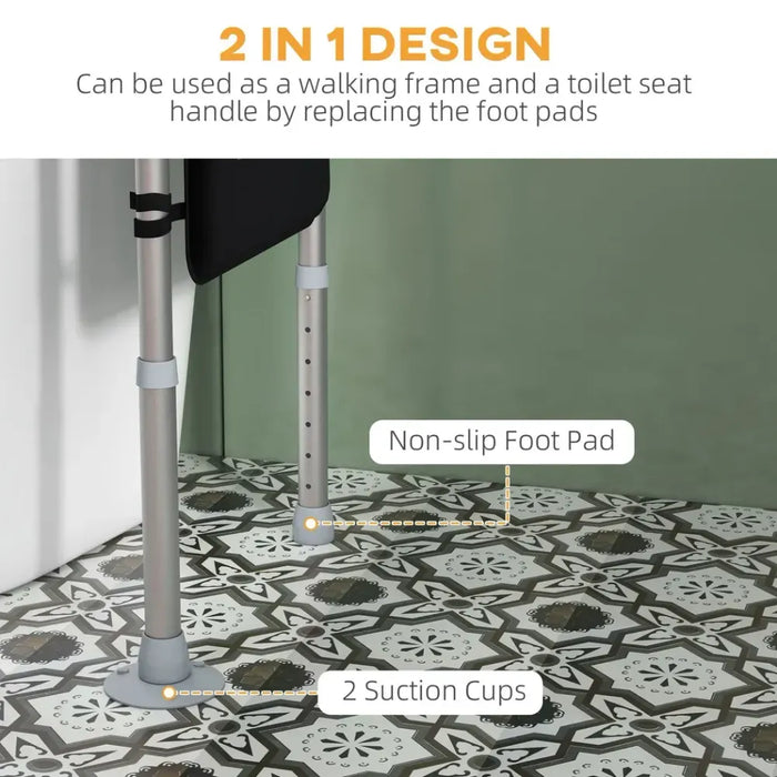 Premium HOMCOM Toilet Safety Frame w/ Adjustable Height & Rubber Tips - Ideal for Seniors, Handicapped