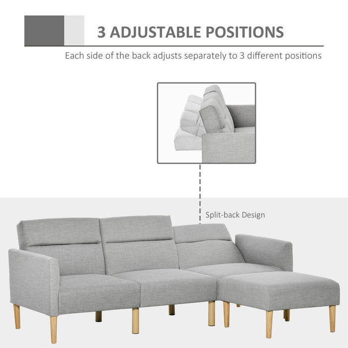 Upholstered Sofa bed Reversible Sectional Sofa Set Sleeper with Footstool