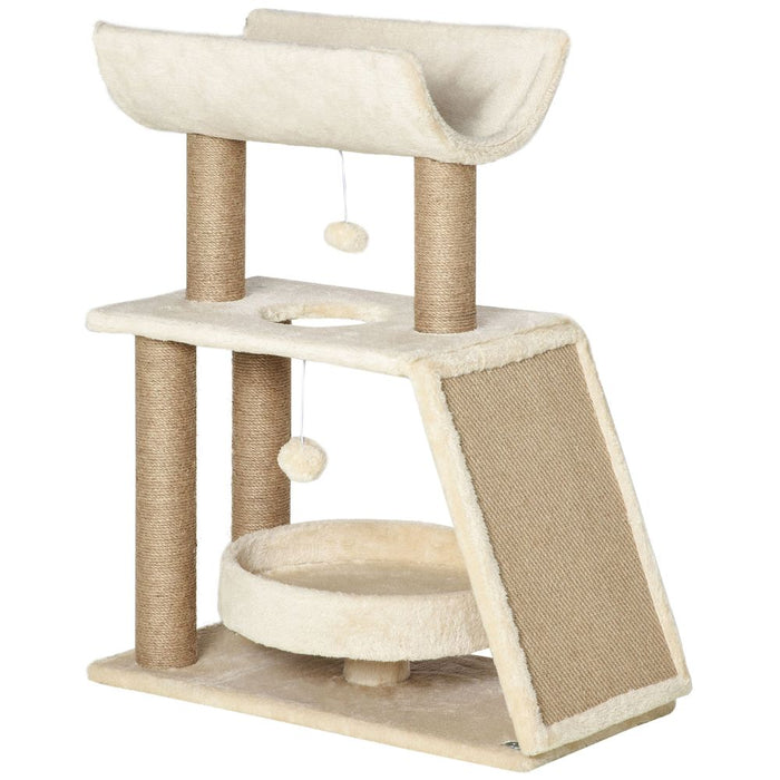 Cat Tree Kitten Tower w/ Scratching Post, Pad, Bed, Perch, Toy Ball