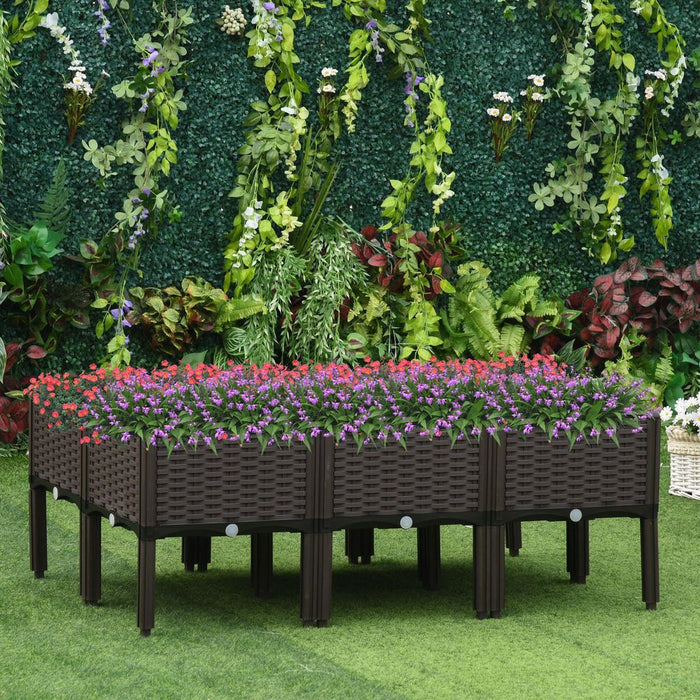 6-pcs Stackable Raised Flower Bed with Drainage for Veggie & Herb Gardening