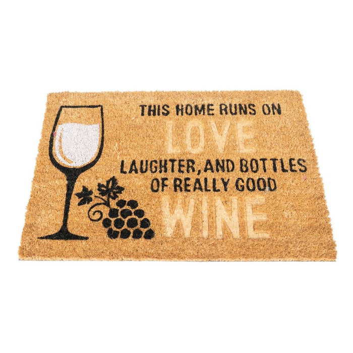 Premium Coir Doormat: Wine Glass & Love