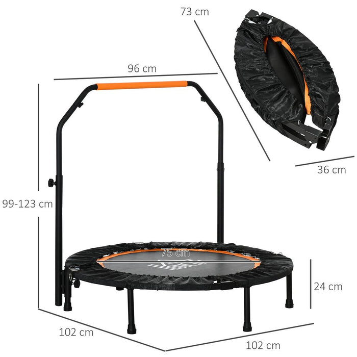 Premium Steel Frame Foldable Trampoline w/ Adjustable Handle - 40" Mini Rebounder - HOMCOM