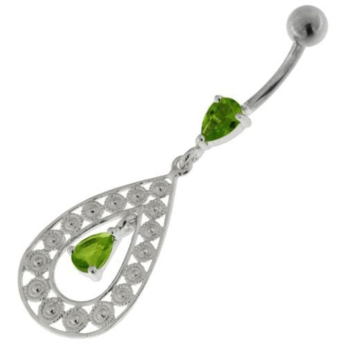 925 Sterling Silver Multi flowers in Tear Shape Belly Button Ring