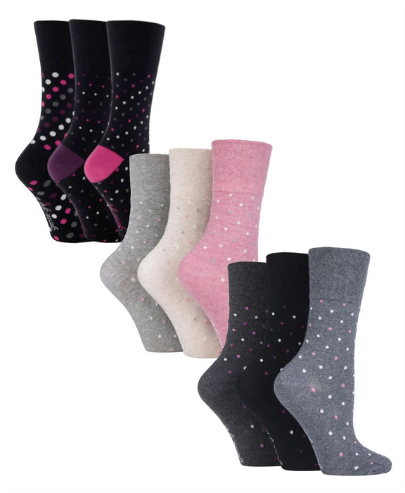 Gentle Grip - Ladies 9 Pack Patterned Socks