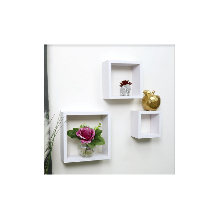 Stylish Set of 3 Cube White Floating Wall Shelf - Best Quality, Expert Craftsmanship