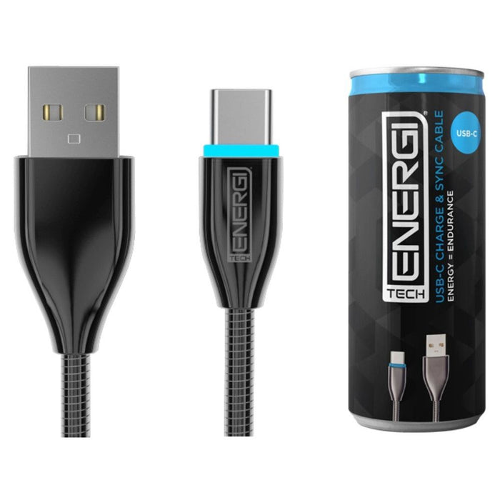 Tech Energi USB-C Cable - 1.2M - Black | Lifetime Warranty | Fast Charge & Sync | Durable Construction