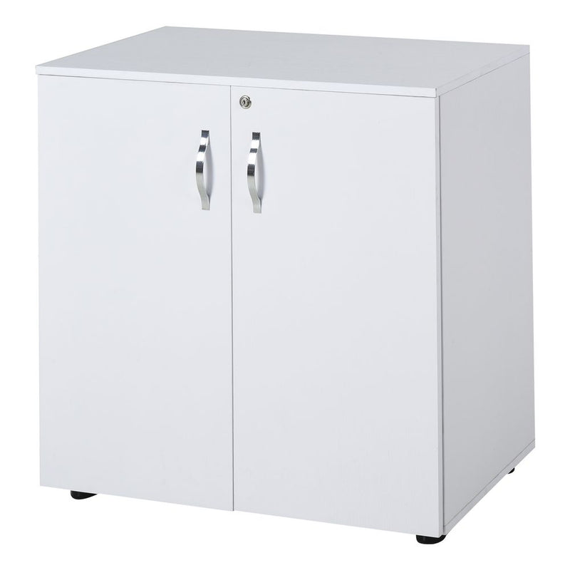 High-Quality 2-Tier Locking Office Storage Cabinet | Organize Files & Papers | White | HOMCOM