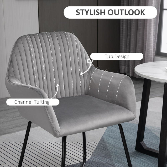 Ultimate Comfort Grey Velvet Accent Chair: Modern Design, Metal Base, Upholstered Lounge Armchair - Shop Now!