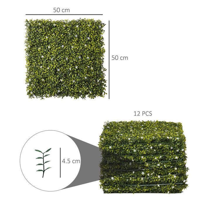 12PCS Artificial Boxwood Wall Panels 20" x 20" Grass Screen Milan Grass - Realistic, Low-Maintenance, Outdoor-Proof