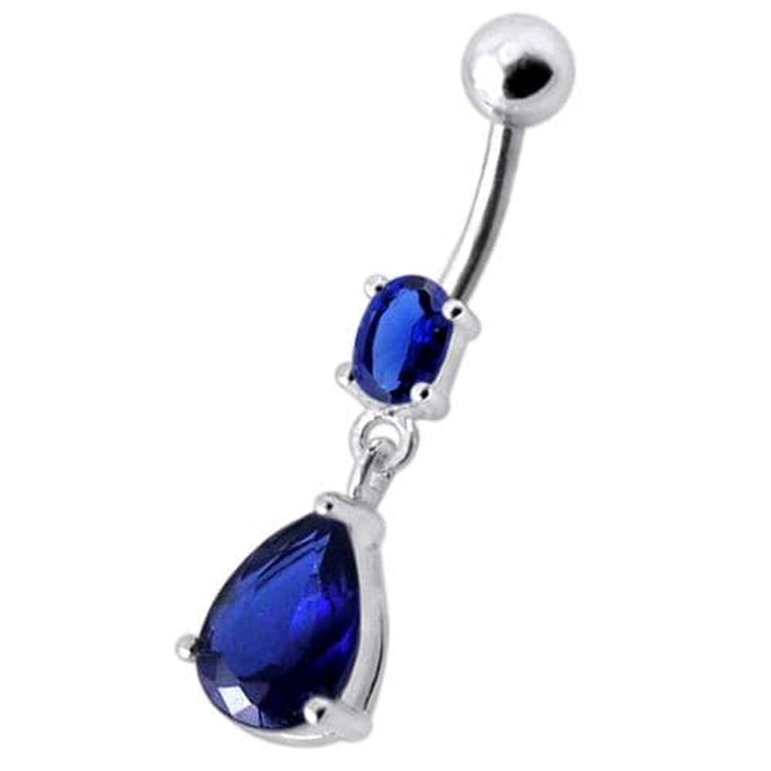 Fancy Tear Drop Jeweled Dangling Navel Ring