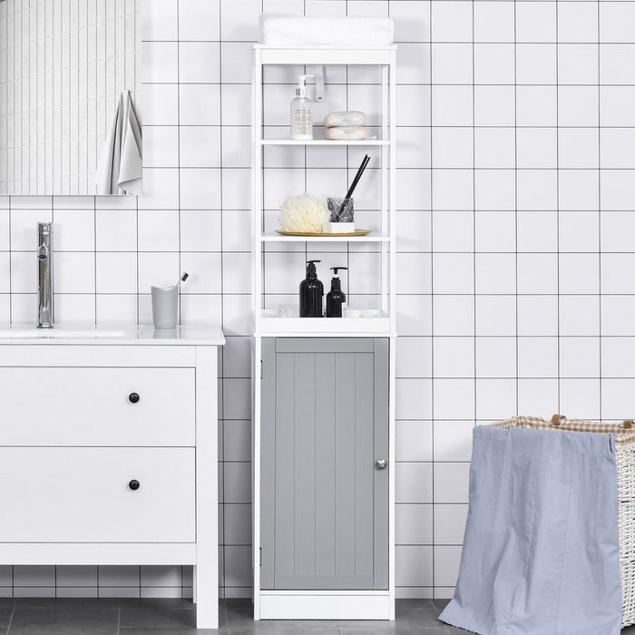 kleankin Tall Bathroom Cabinet Free Standing Slimline Cupboard Tallboy Unit Storage Organiser for Bathroom, Living Room, Kitchen