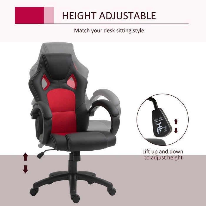 High-Quality Executive Racing Gaming Office Chair | Adjustable Height | 360° Swivel | PU Leather | Black