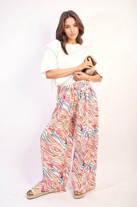 Pleated Wide Leg and Elastic Waist Trousers - Stylish, Comfortable, and Versatile!