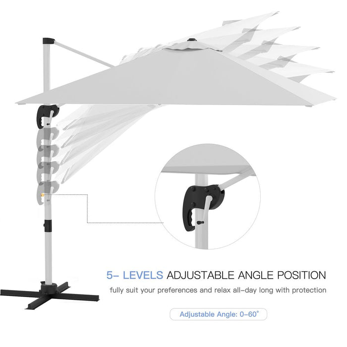 Premium Outsunny Cantilever Roma Parasol - 3m White Umbrella - Cross Base Included - High Quality