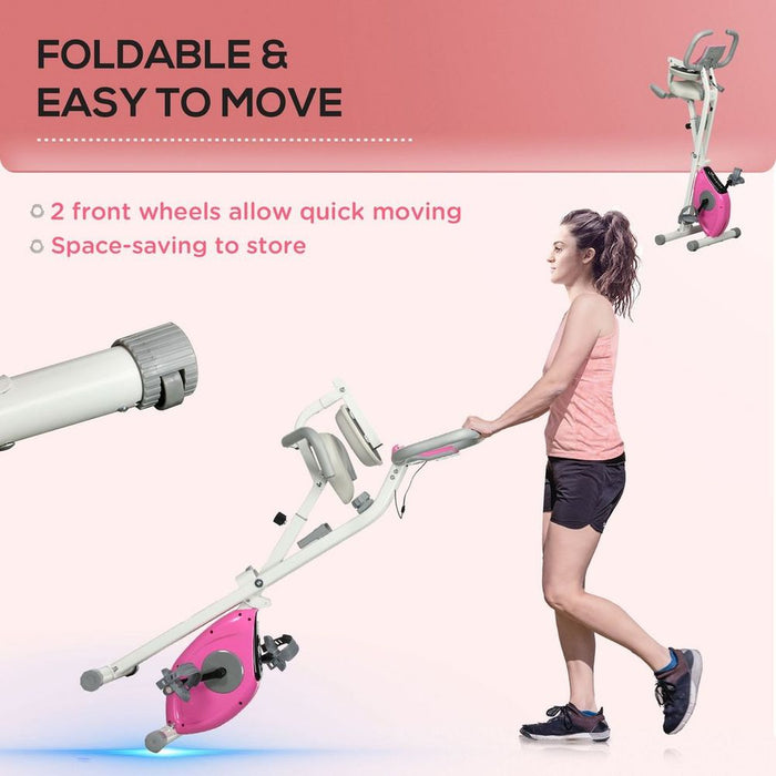 HOMCOM Foldable Exercise Bike - Adjustable Magnetic Resistance, High-Quality Seat, Compact Design