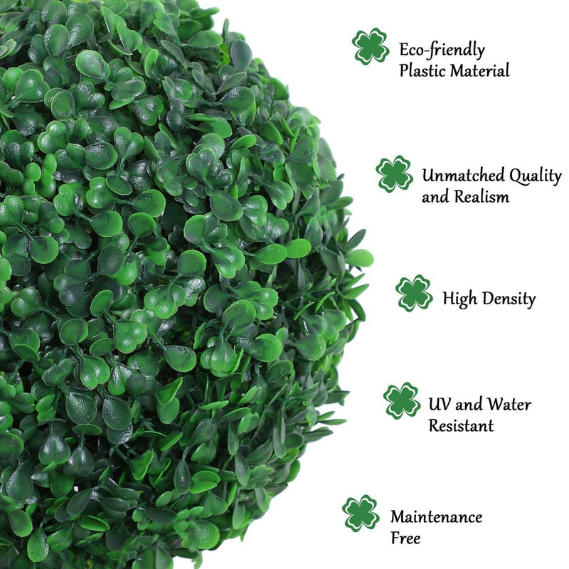 Outsunny PE Set of 2 Artificial Boxwood Three Balls Topiary Plant