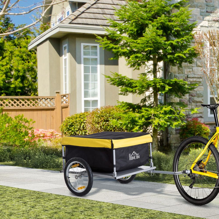 Premium Steel Bike Cargo Trailer - Secure Storage Cart, Bright Yellow Design