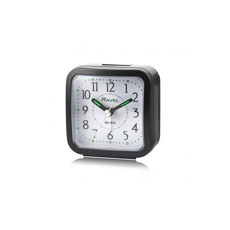 Ravel Rectangular Mini Bedside Quartz Alarm Clock - Black RC043.3
