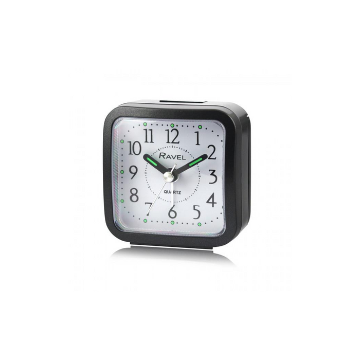 Ravel Rectangular Mini Bedside Quartz Alarm Clock - Black RC043.3