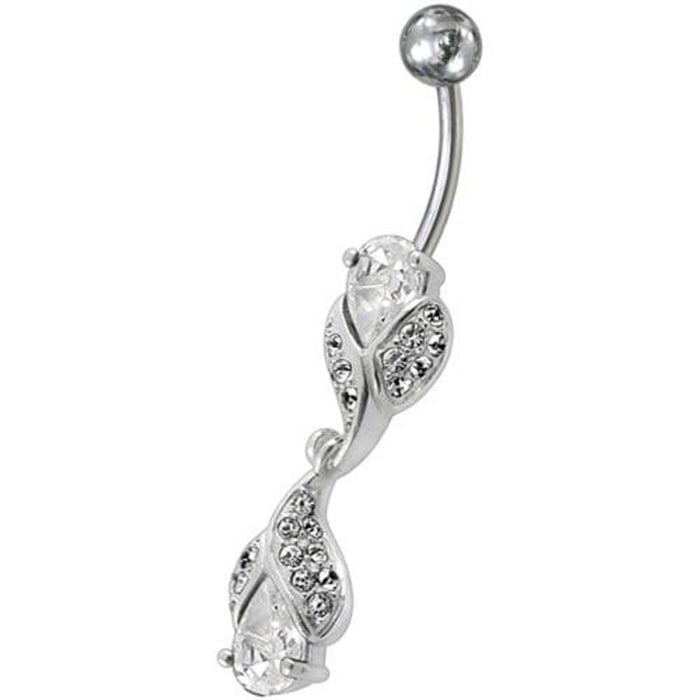 Fancy High Quality Zirconia Jeweled Dangling Banana Bar Navel Body Piercing Ring