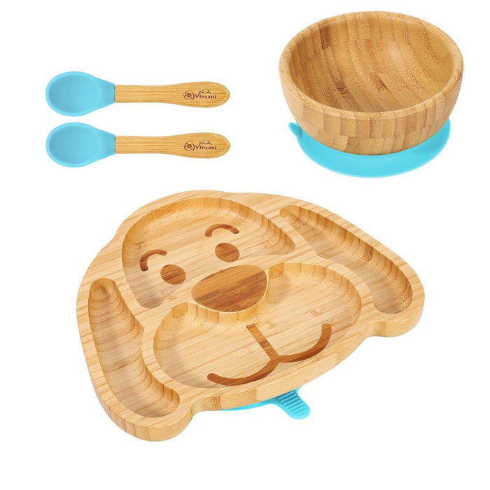 VINSANI BAMBOO DOG PLATE,BOWL&SPOON SET