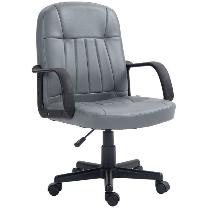 HOMCOM PU Leather Office Chair: Swivel, Mid-Back, Grey - Premium Quality for Stylish and Comfortable Working