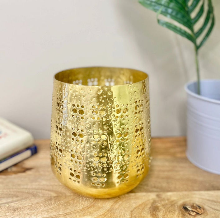 Dazzling Gold Candle Pot - 20cm | Moroccan Style | Romantic Atmosphere