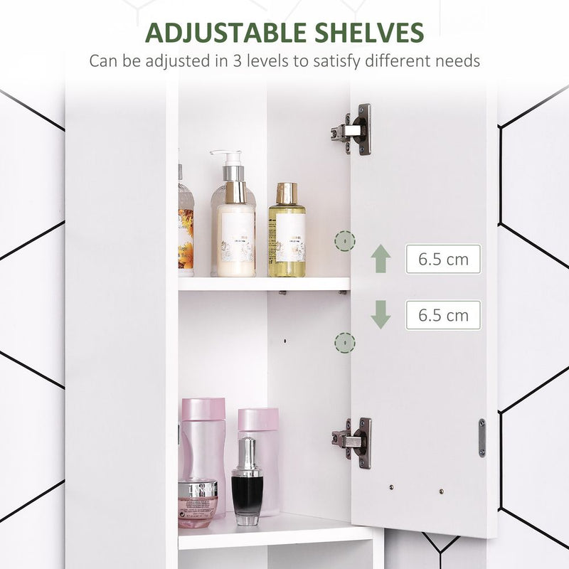 HOMCOM Bathroom Floor Storage Cabinet Slim Tallboy w/Door Cupboard & Shelves For Living Room, Bedroom, Hallway White