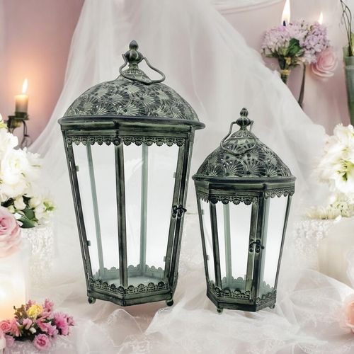 49/35CM SET 2 METAL GARDEN LANTERNS