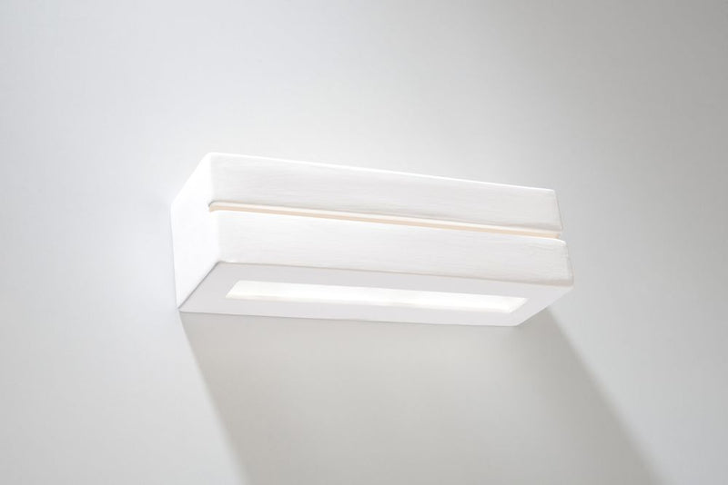 SOLLUX lighting Vega Line Ceramic Wall Light - Wall Lighting Lamp for Living Room Light Dining Room - Hallway Lamp Made of Ceramic in White 32.5 x 9.5 x 9.5 cm