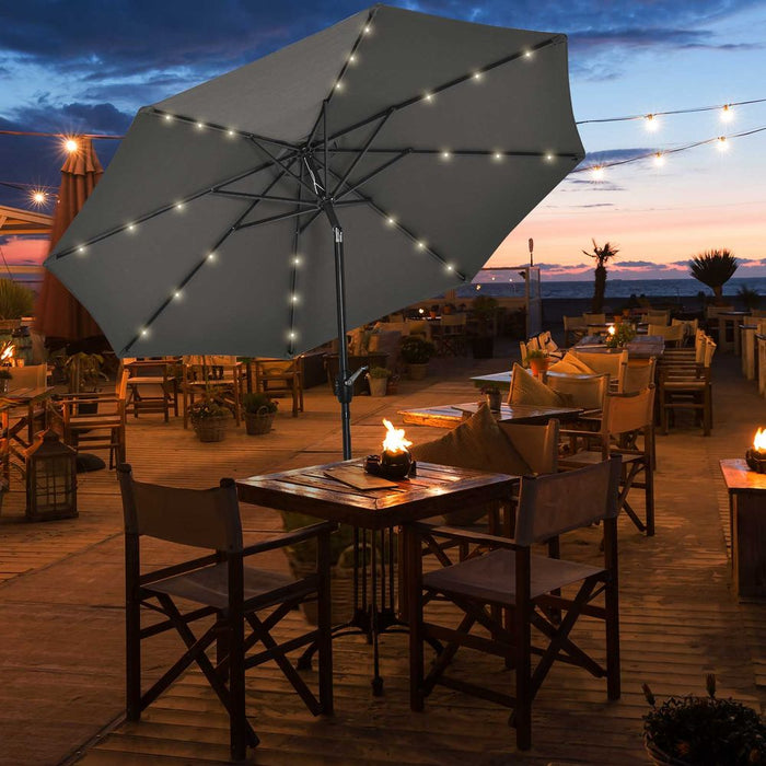 24 LED Light Patio Umbrella | Outdoor Sunshade for Garden & Parties | Tilt & Solar-Powered