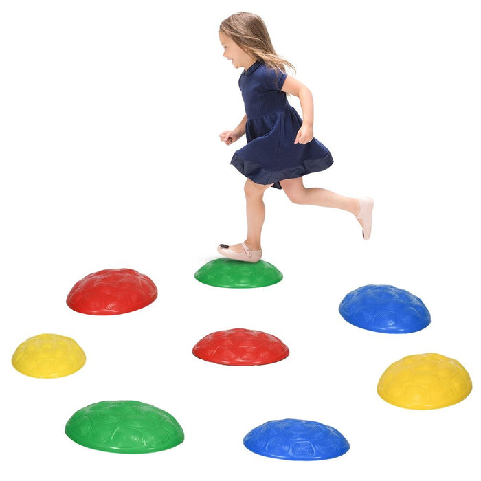 ZONEKIZ 8PCs Balance River Stones w/ Non-Slip Mats for Ages 3-8 Years