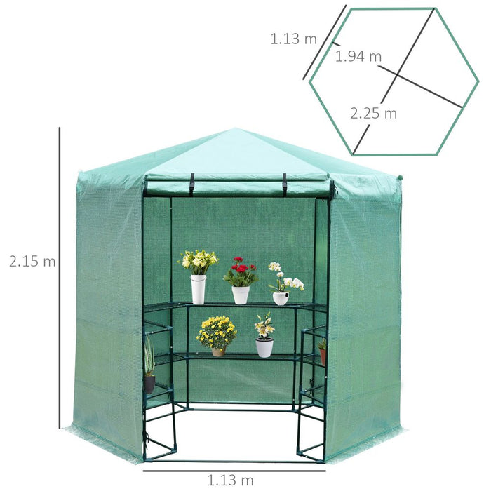 Hexagon Walk-in 3-Tier Portable Greenhouse, ?194x225H cm