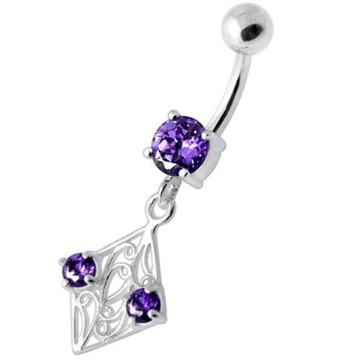 Fancy Jeweled Dangling Navel Bar