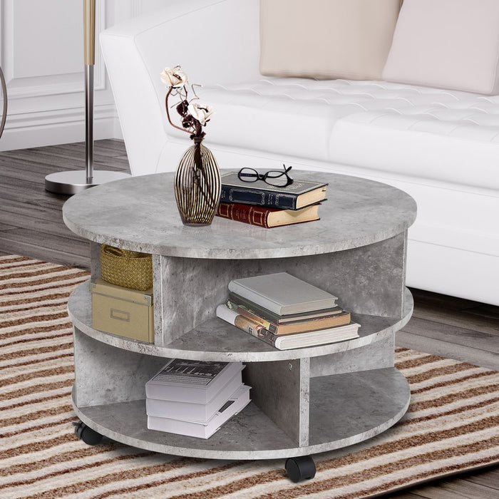 2-Tier Cement Coffee Table, 60x39.5H cm - Premium Quality