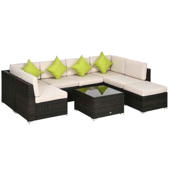 Outsunny 8Pc Patio Rattan Sofa Set - Brown | Outdoor Garden Furniture | High-Quality & Stylish