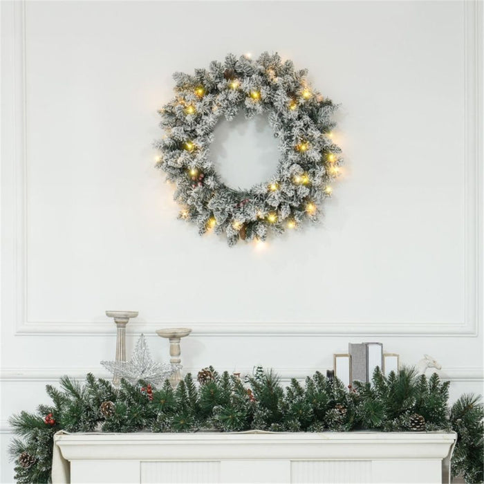 Christmas Wreath Green Warm White with 50 warm white LED lights