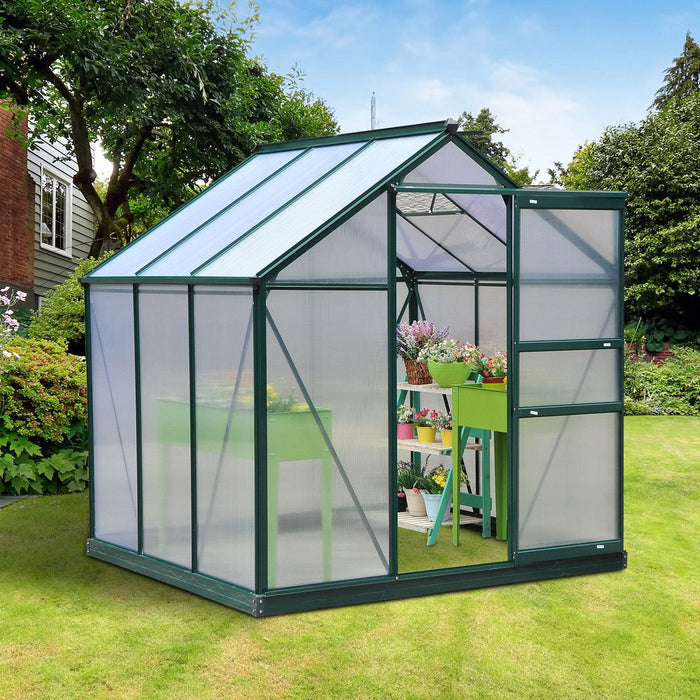 Clear Large Walk-In Greenhouse Garden Plants Grow Galvanized Base, Slide Door