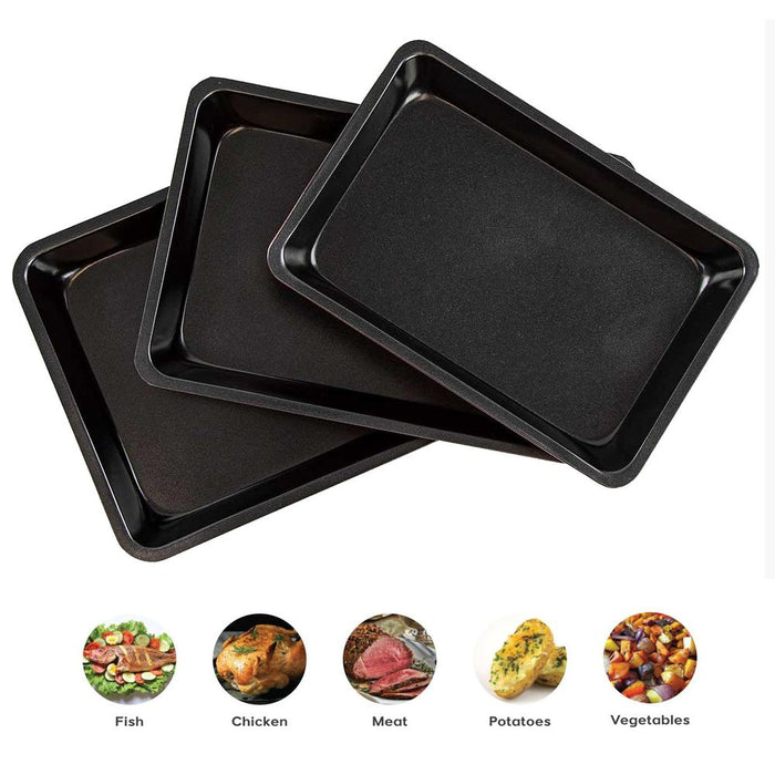 High Quality 3pc Non-Stick Baking Trays | Cook Multiple Ingredients | Micro-Oven, Freezer & Oven Safe | Fast & Easy Cleaning