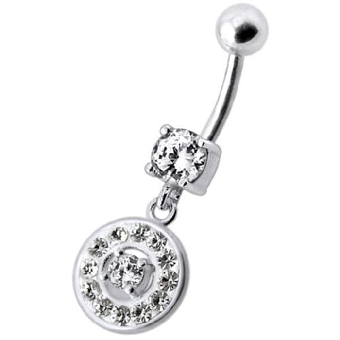 Fancy Round Multi Stone Studded Jeweled Dangling Belly Body Ring